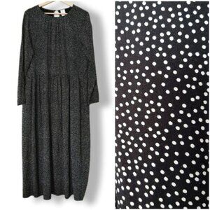 H&M Modest Relaxed Fit Flowy Maxi Dress Polka Dot B&W Sz S